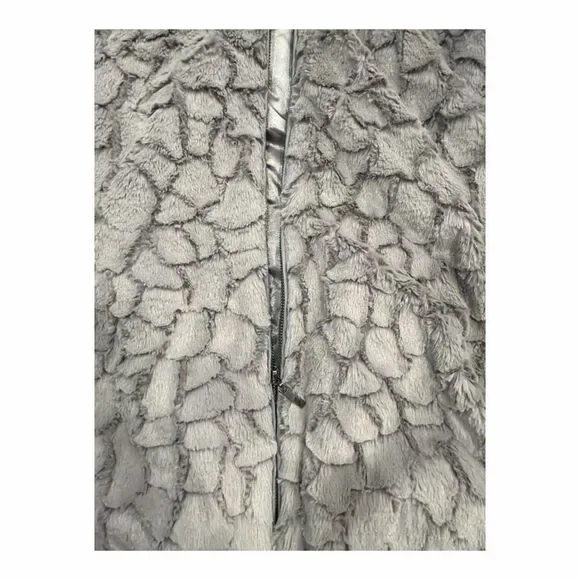Adrienne Landau Gray Faux Fur Jacket Coat Womens Size Large - Picture 3 of 5